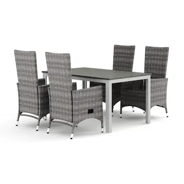 Trädgårdsgrupp Comfort Garden Tunis utomhus matgrupp 140x90 cm med 4 Jenny matstolar