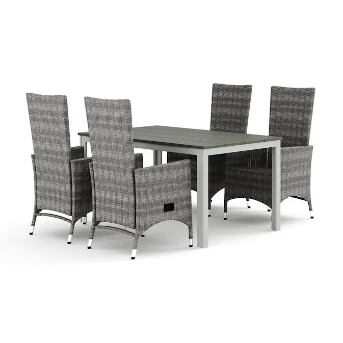 Trädgårdsgrupp Comfort Garden Tunis utomhus matgrupp 140x90 cm med 4 Jenny matstolar