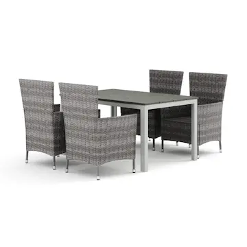 Trädgårdsgrupp Comfort Garden Tunis utomhus matgrupp 140x90 cm med 4 Thor Trädgårdsfåtölj