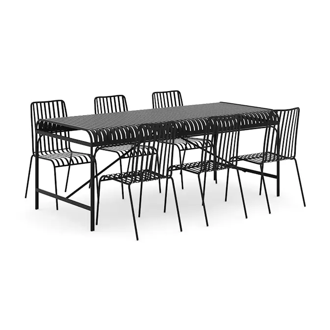 Trädgårdsgrupp Comfort Garden Jarva utomhus matgrupp 200 cm med 6 Jarva matstolar