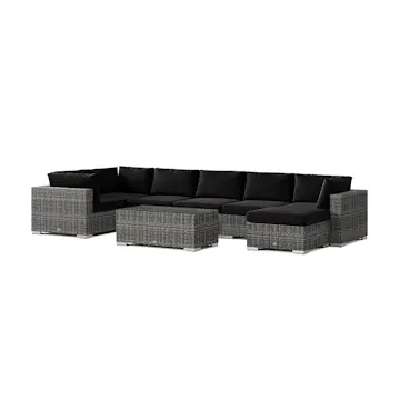 Loungegrupp Comfort Garden Bahamas U-formad utomhus loungegrupp 7-sits med vändbar divan och bord