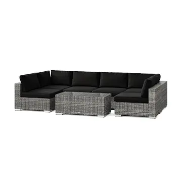 Loungegrupp Comfort Garden Bahamas U-formad utomhus loungegrupp med öppet avslut, 6-sits med bord