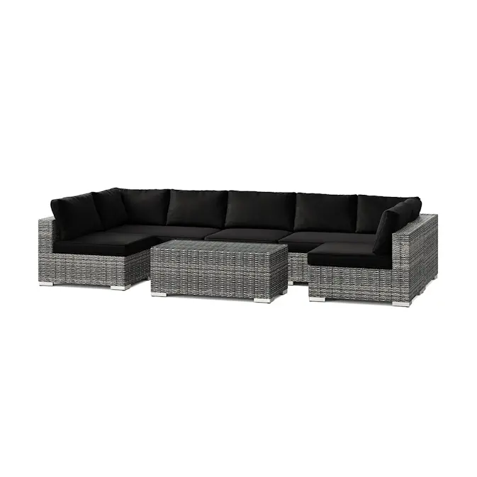 Loungegrupp Comfort Garden Bahamas U-formad utomhus loungegrupp med öppet avslut, 7-sits med bord