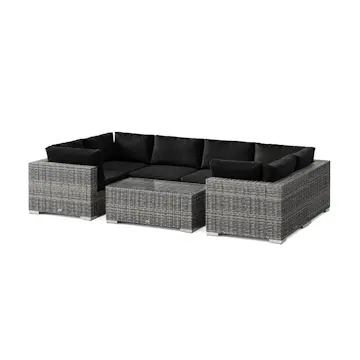 Loungegrupp Comfort Garden Bahamas U-formad utomhus loungegrupp med stängt avslut, 6-sits med bord