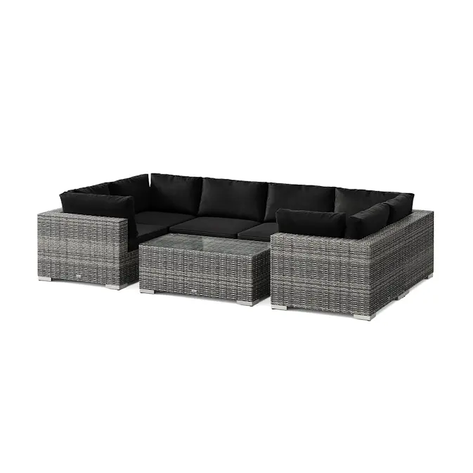 Loungegrupp Comfort Garden Bahamas U-formad utomhus loungegrupp med stängt avslut, 6-sits med bord