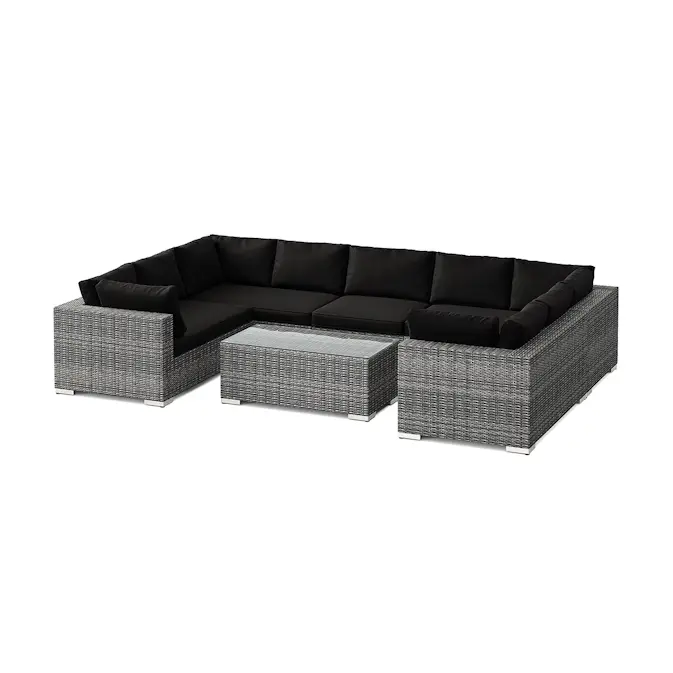 Loungegrupp Comfort Garden Bahamas U-formad utomhus loungegrupp med stängt avslut, 9-sits med bord