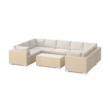 Loungegrupp Comfort Garden Bahamas U-formad utomhus loungegrupp med stängt avslut, 9-sits med bord