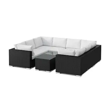 Loungegrupp Comfort Garden Bahamas U-formad utomhus loungegrupp med stängt avslut, 8-sits med bord