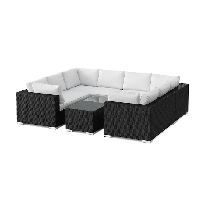 Loungegrupp Comfort Garden Bahamas U-formad utomhus loungegrupp med stängt avslut, 8-sits med bord