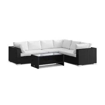 Loungegrupp Comfort Garden Bahamas L-formad utesoffa vänster, 6-sits med bord och hylla