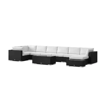 Loungegrupp Comfort Garden Bahamas utomhus U-soffa 8-sits vändbar divan med öppet avslut och bord