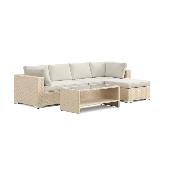 Loungegrupp Comfort Garden Bahamas utomhus divansoffa 5-sits med vändbar divan och bord med hylla