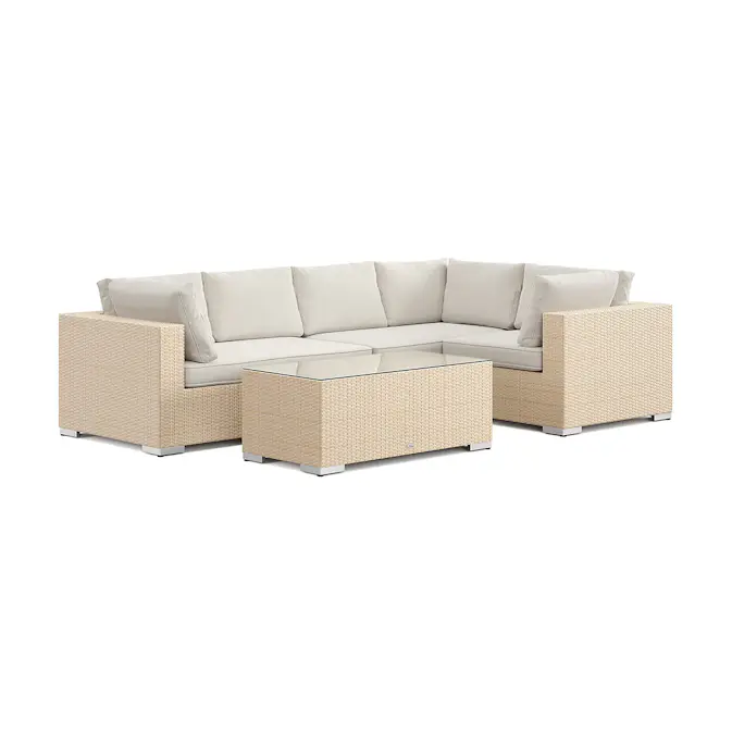 Loungegrupp Comfort Garden Bahamas utomhus hörnsoffa schäslong 5-sits vändbar med bord