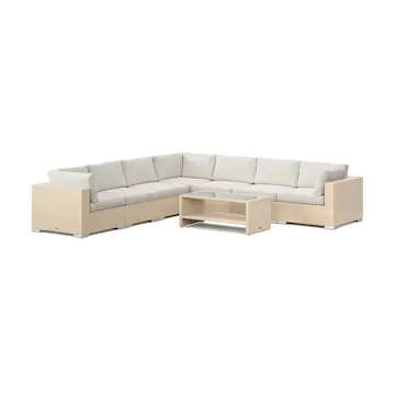 Loungegrupp Comfort Garden Bahamas utomhus hörnsoffa 7-sits vändbar och bord med hylla