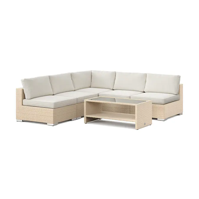 Loungegrupp Comfort Garden Bahamas utomhus hörnsoffa 5-sits vändbar med öppet avslut och bord med hylla