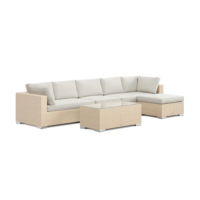 Loungegrupp Comfort Garden Bahamas utomhus divansoffa 6-sits med vändbar divan och bord