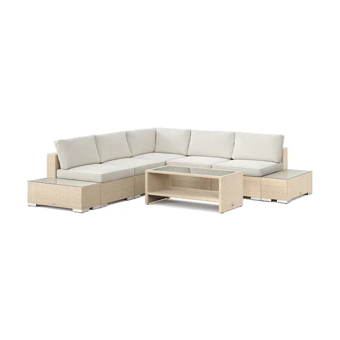 Loungegrupp Comfort Garden Bahamas utomhus hörnsoffa 5-sits vändbar bord med hylla