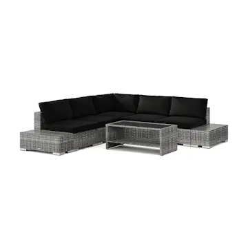 Loungegrupp Comfort Garden Bahamas utomhus hörnsoffa 5-sits vändbar bord med hylla