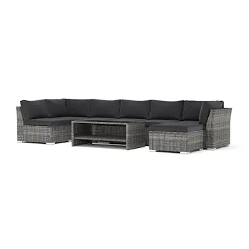 Loungesoffa Comfort Garden Wisconsin utomhus U-soffa 7-sits med vändbar divan