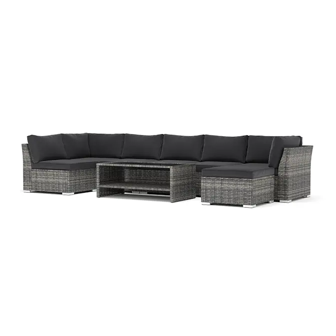 Loungesoffa Comfort Garden Wisconsin utomhus U-soffa 7-sits med vändbar divan
