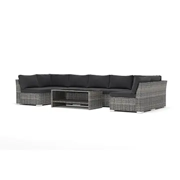 Loungesoffa Comfort Garden Wisconsin utomhus U-soffa 7-sits med öppet avslut
