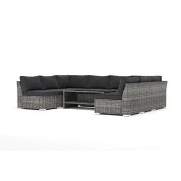 Loungesoffa Comfort Garden Wisconsin utomhus U-soffa 8-sits med öppet avslut