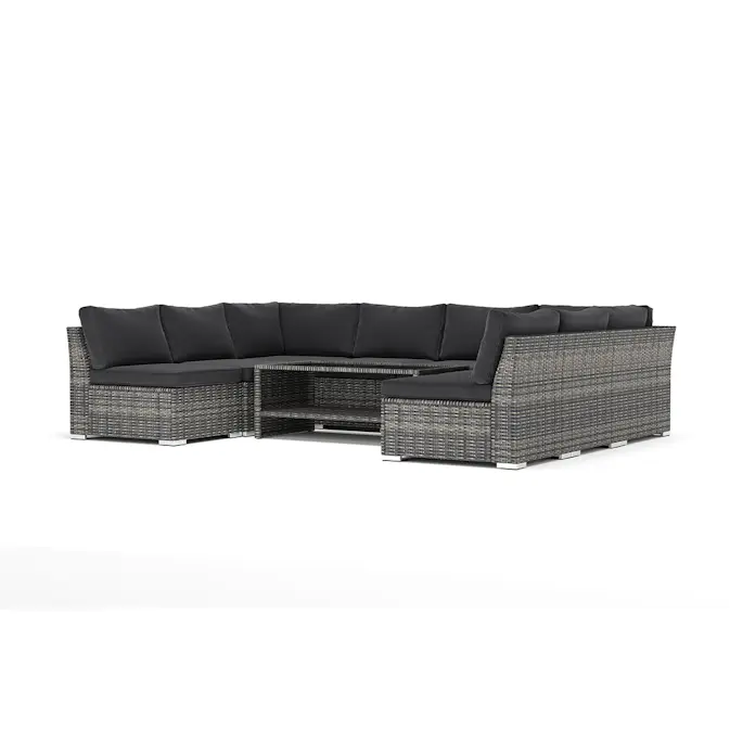 Loungesoffa Comfort Garden Wisconsin utomhus U-soffa 8-sits med öppet avslut
