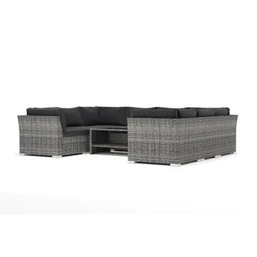 Loungesoffa Comfort Garden Wisconsin utomhus U-soffa 8-sits med stängt avslut