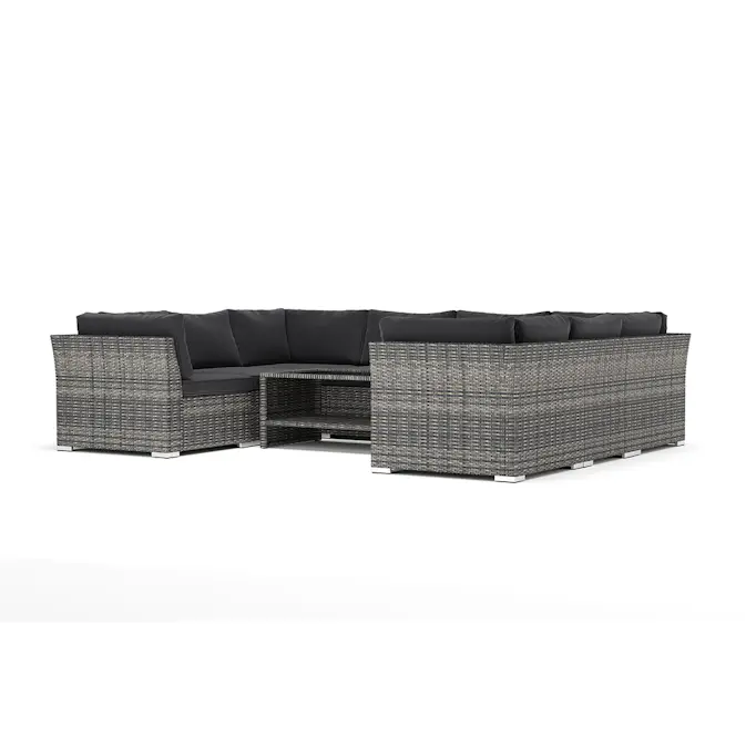 Loungesoffa Comfort Garden Wisconsin utomhus U-soffa 8-sits med stängt avslut