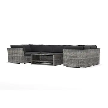 Loungesoffa Comfort Garden Wisconsin utomhus U-soffa 7-sits med stängt avslut
