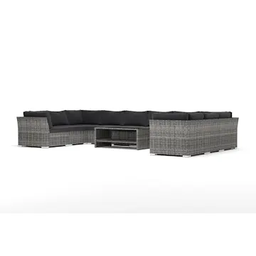 Loungesoffa Comfort Garden Wisconsin utomhus U-soffa 10-sits med stängt avslut