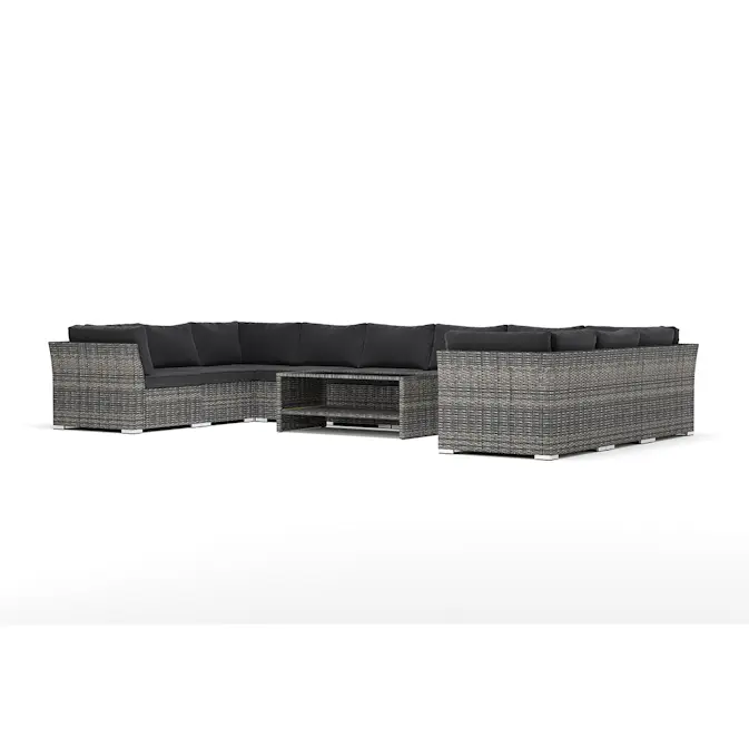 Loungesoffa Comfort Garden Wisconsin utomhus U-soffa 10-sits med stängt avslut