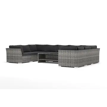 Loungesoffa Comfort Garden Wisconsin utomhus U-soffa 9-sits med stängt avslut