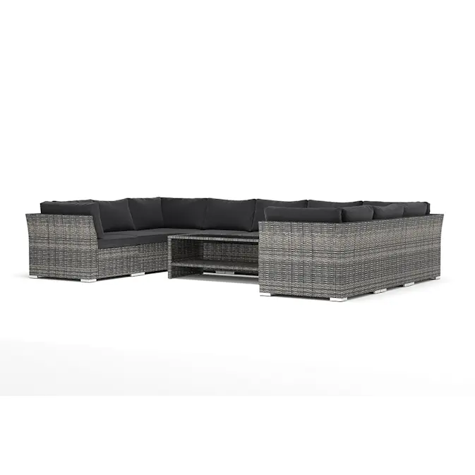 Loungesoffa Comfort Garden Wisconsin utomhus U-soffa 9-sits med stängt avslut