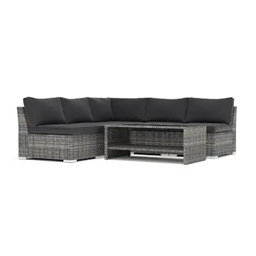 Loungesoffa Comfort Garden Wisconsin utomhus hörnsoffa 5-sits vändbar med öppet avslut