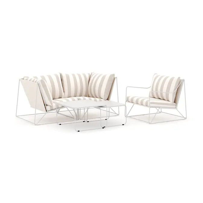 Loungesoffa Comfort Garden Usteryd utomhus rak 3-sits soffa med fåtölj