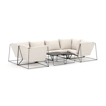 Loungesoffa Comfort Garden Usteryd utomhus U-soffa 6-sits med stängt avslut