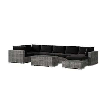 Loungegrupp Comfort Garden Bahamas utomhus U-soffa 7-sits vändbar divan med öppet avslut och bord