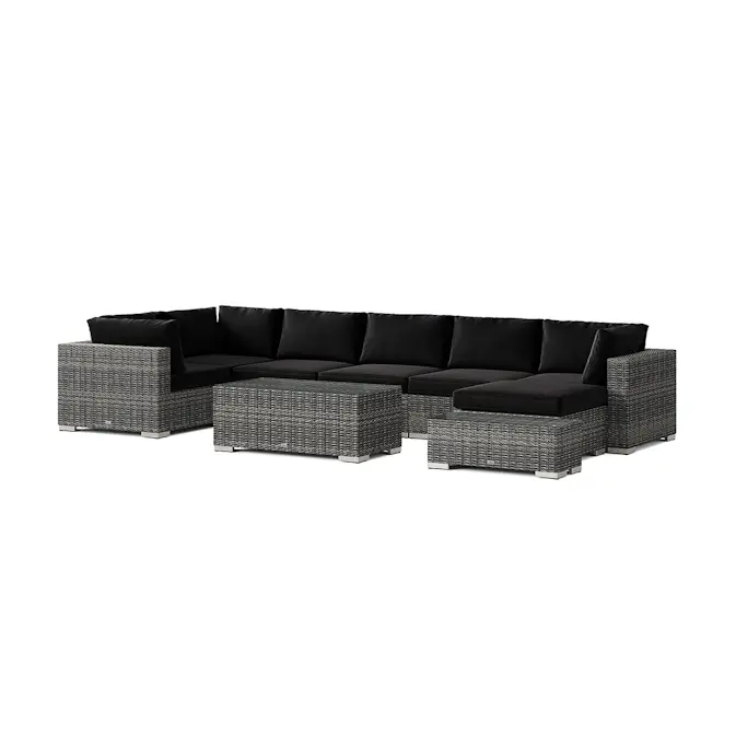 Loungegrupp Comfort Garden Bahamas utomhus U-soffa 7-sits vändbar divan med öppet avslut och bord