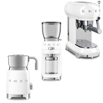 Kaffepaket Smeg Espressobryggare, Kaffekvarn & Mjölkskummare