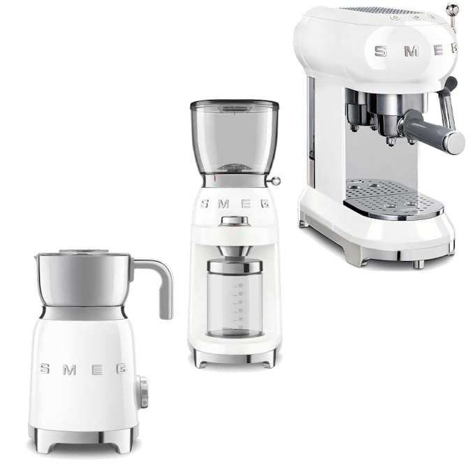 Kaffepaket Smeg Espressobryggare, Kaffekvarn & Mjölkskummare