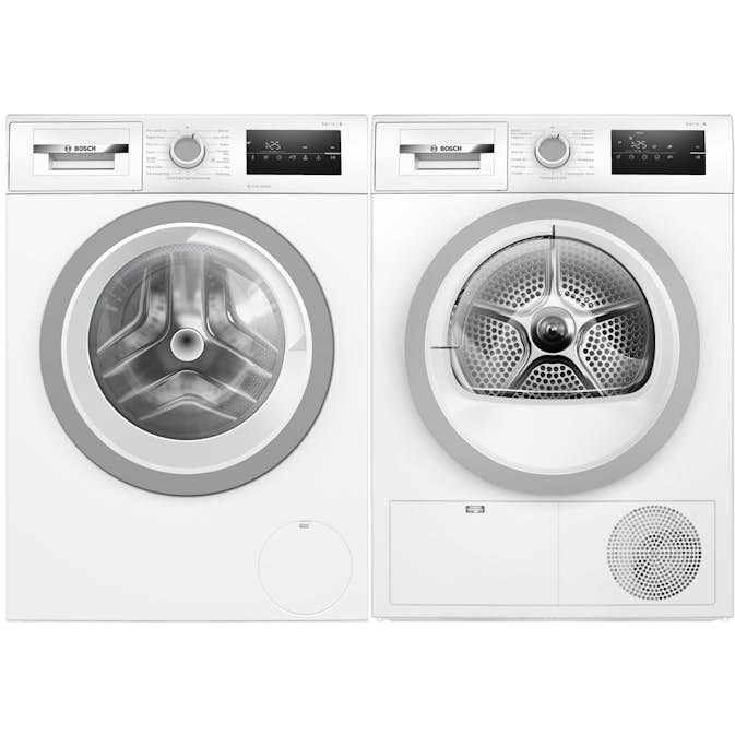 Tvätt- och Torkpaket Bosch WAN2821SSN WTH85VS6SN Serie 4 Ånga