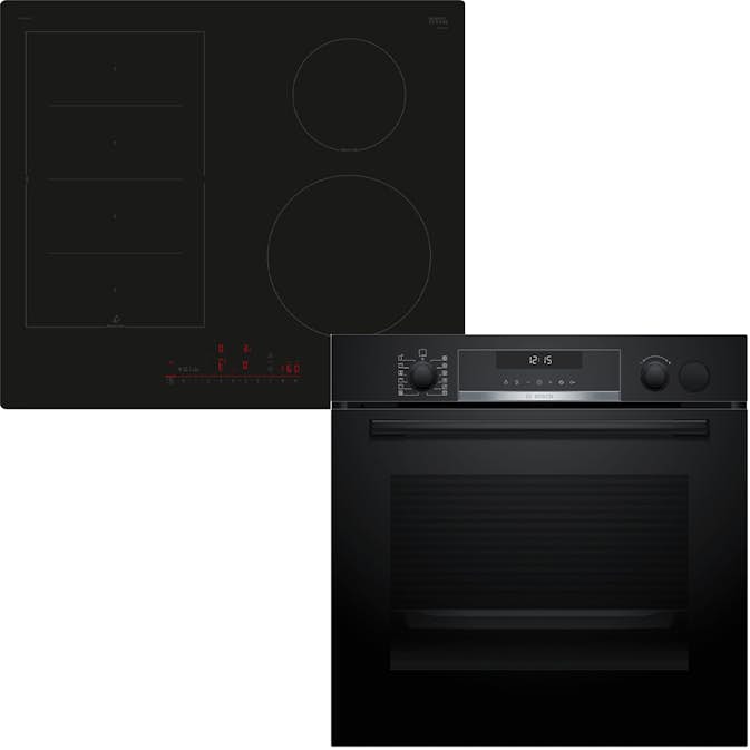 Ugn- & Hällpaket BOSCH Serie 6 HRG578BB7 + PIX61RHC1E Svart För Inbyggnad