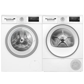 Tvättmaskin och Torktumlare BOSCH WAN2821SSN + WTH85V0SSN Serie 4 Vit