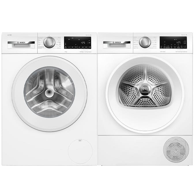 Tvättmaskin och Torktumlare BOSCH WGG254FLSN + WQG2450MSN Serie 6 Energieffektiv Vit