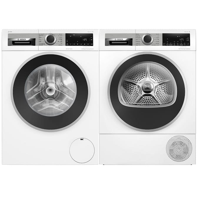 Tvättmaskin och Torktumlare BOSCH WGG244FTSN + WQG245DBSN Serie 6 Vit
