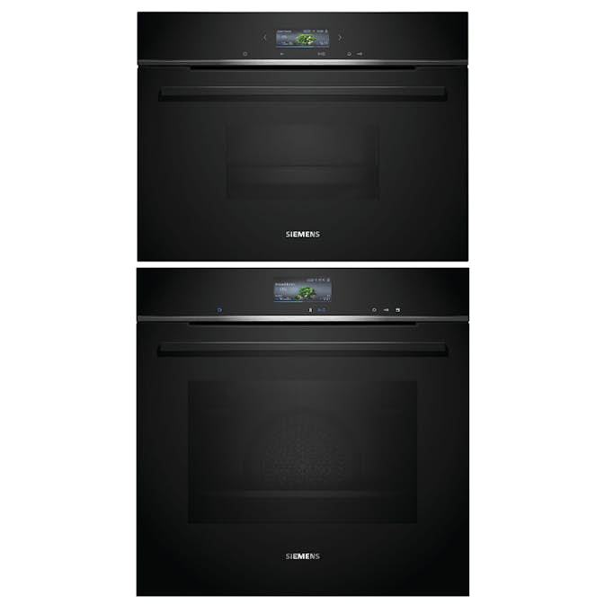 Ugn och Mikro Siemens iQ700 HR736G1B1 + CD714GXB1 Ång- och Kompaktugn Svart