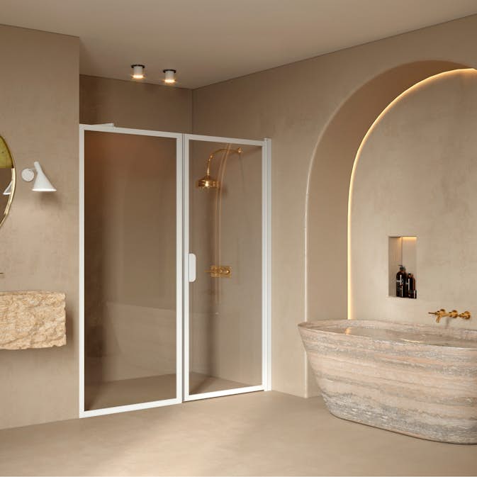 Duschdörr Hietakari Bläk 740 New York Nisch Fast Vägg och Vändbar Dörr