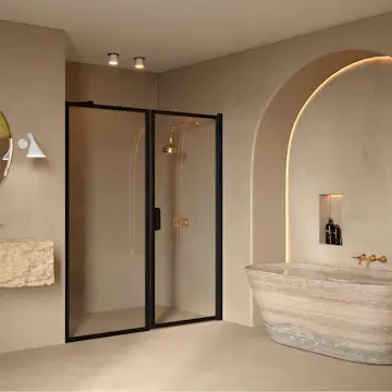 Duschdörr Hietakari Bläk 740 New York Nisch Fast Vägg och Vändbar Dörr