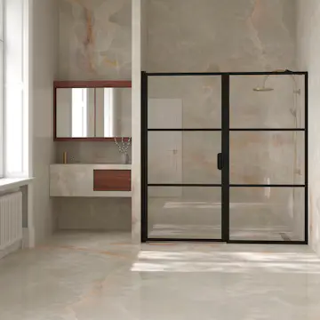 Duschdörr Hietakari Bläk 745 Tokyo Nisch Fast Vägg och Vändbar Dörr